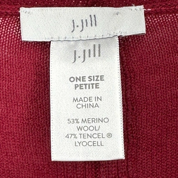 J. Jill Burgundy Merino Wool Blend Lightweight Flowy Poncho One Size Petite - Picture 5 of 7